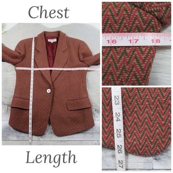 GIORGIO ARMANI Vintage Wool Chevron Single Button Blazer Women’s 44 US Size 10 - Picture 9 of 12